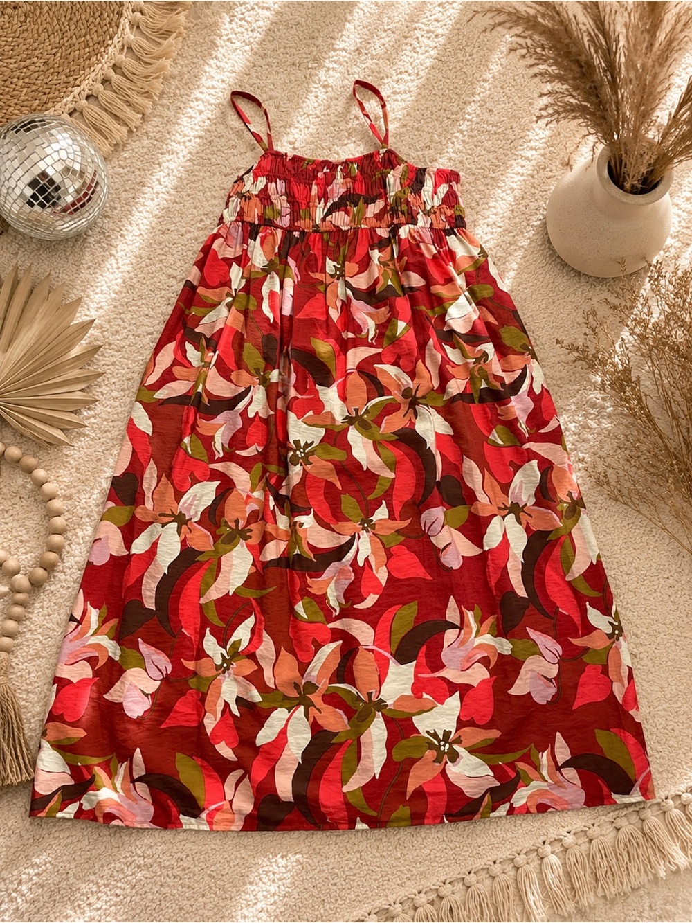 Colorful Floral Smocked Maxi Dress | Boho Vacation Sundress | Tropical Midi Dres